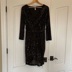 Tickled Teal Black Sequin dress